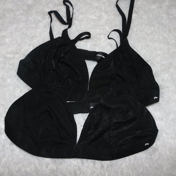 MeUndies NWOT lot of 2 black triangle bralettes new never worn both are … - Picture 1 of 3